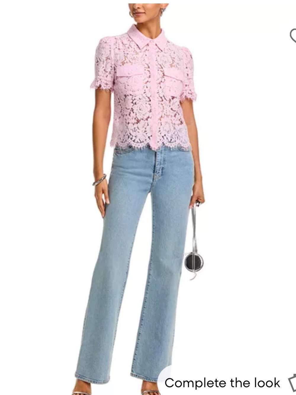 Generation Love Pale Pink Lace Short-Sleeve Top